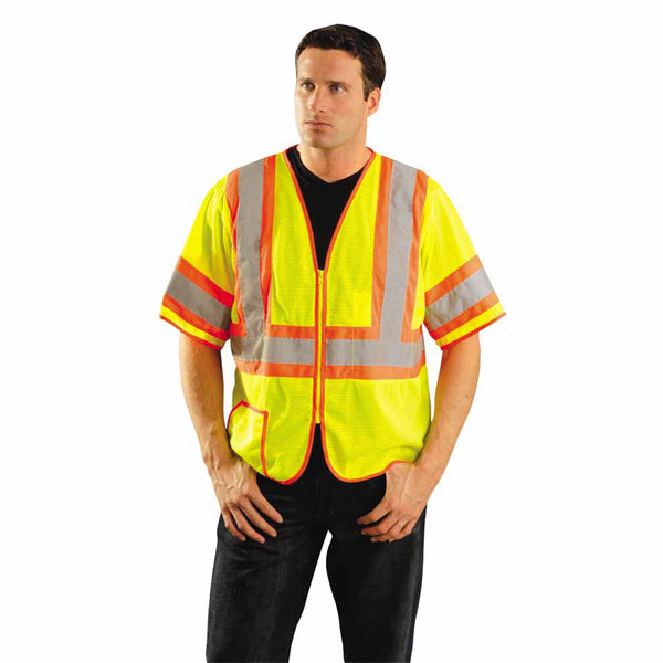 Class 3 Mesh Vests with Silver Reflective Tape, X-Large, Hi-Viz Yellow 561-LUX-HSCLC3Z-YXL
