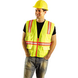Non-ANSI Contractor Style Solid Vests, 2X-L, Hi-Viz Orange; Yellow Contrast Trim 561-LUX-XTRANS-O2X