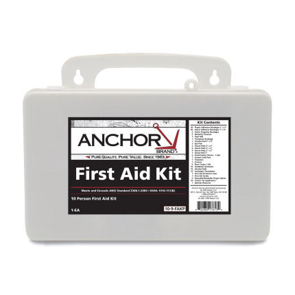 10 Person First Aid Kit, ANSI, Plastic 101-10-9-FAKP