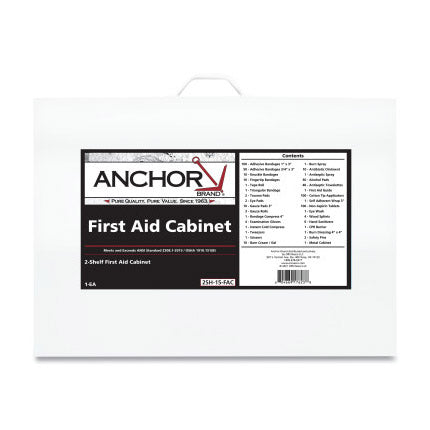 2 Shelf Person First Aid Cabinet, ANSI Z308.1-2015, Steel Cabinet, Includes 500 Pieces 101-2SH-15-FAC