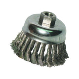 Knot Wire Cup Brush, 3-1/2 in Dia, 5/8 in-11 Arbor, 0.02 in Carbon Steel 102-93992
