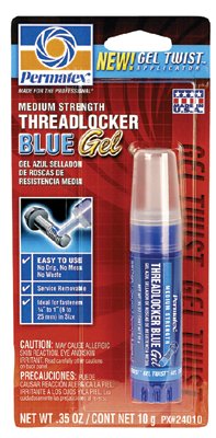 Medium Strength Blue Threadlocker, 10 mL, 1/4 in to 1 in Thread, Blue, Gel 230-24010