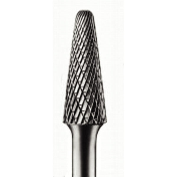 Carbide Taper/Radius Bur Bit, 1/2"Dia. x 1 1/8"L Cut, 1/4" Shank, Alt. Diamond 419-25162