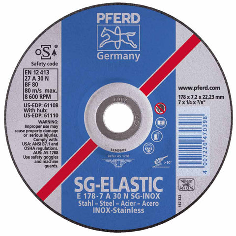 Premium SG-INOX Wheel, 4 1/2 in Dia, 1/4 Thick, 7/8 Arbor, 30 Grit, Alum Oxide 419-61105