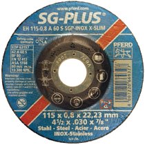 Type 1 SGP-INOX Flt Cut-Off Whl, 4 1/2 in Dia, .04 in Thick, 60 Grit, Alum Oxide 419-69845