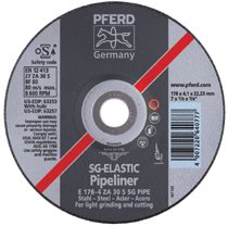 Type 27 SG Pipeliner Grinding Wheel, 4-1/2 in dia, 1/8 in Thick, 30 Grit Aluminum Oxide 419-63255