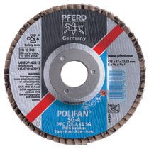 POLIFAN Type 29 SG Flap Disc, 5 in dia, 40 Grit, 7/8 in Arbor dia, 12200 RPM, Aluminum Oxide A 419-62213