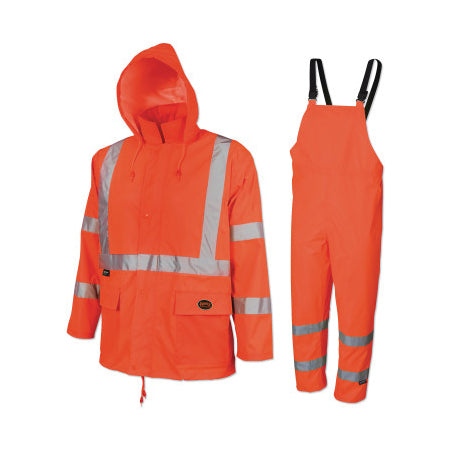 5618U/5619U 2-Piece HV 150D Oxford Poly/PVC Waterproof Suit, 4X-Large, Orange 852-V1080350U-4XL