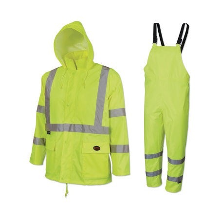 5618U/5619U 2-Piece HV 150D Oxford Poly/PVC Waterproof Suit, 3X-Large, Y/G 852-V1080360U-3XL