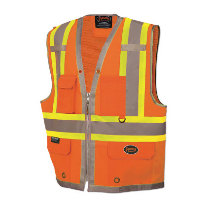 6672U/6673U HV 300D Oxford w/Mesh Back Surveyor Vest, X-Large, Orange 852-V1010250U-XL