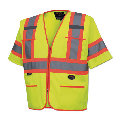 6690U/6691U HV Polyester Tricot Sleeved Safety Vest, Large, Yellow 852-V1023560U-L