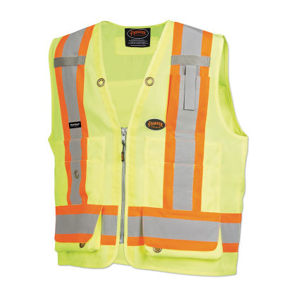 6692AU/6693AU HV Woven 150D Multi-Pocket Surveyor Vest, X-Large, Green 852-V1010141U-XL