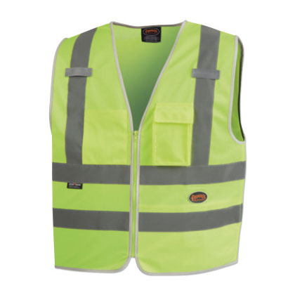 6855U/6856U Hi-Vis Multi-Pocket Safety Vest, X-Large, Green 852-V1025160U-XL