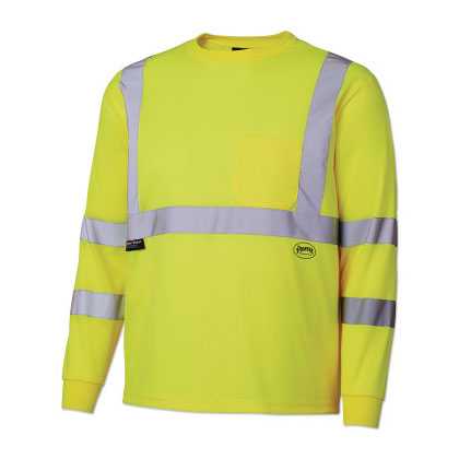 68887U/6888U HV Long-Sleeved Birdseye Safety Shirt, X-Large, Yellow/Green 852-V1054260U-XL