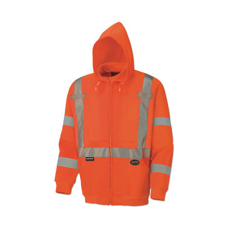 6924AU/6925AU Hi-Viz Safety Polyester Fleece Hoodie, Zipper Front, 3X-Large, Orange 852-V1060351U-3XL