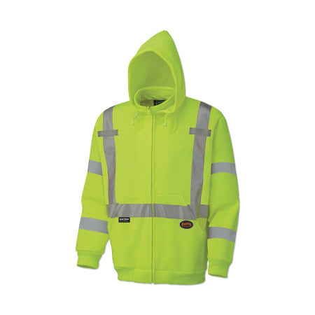 6924AU/6925AU Hi-Viz Safety Polyester Fleece Hoodie, Zipper Front, 2X-Large, Yellow/Green 852-V1060461U-2XL