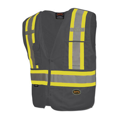6935AU/6936AU/6937AU HV Zip-Up Snap Break Away Safety Vest, 3X-Large, Black 852-V1021170U-3XL