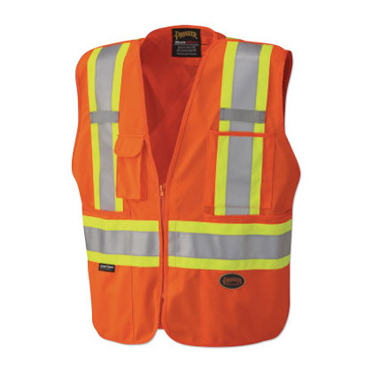 6935AU/6936AU/6937AU HV Zip-Up Snap Break Away Safety Vest, 3X-Large, Orange 852-V1021150U-3XL