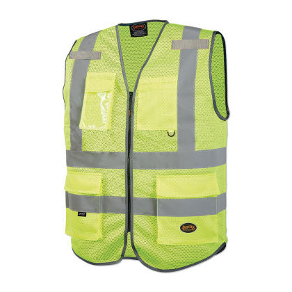 6960U/6961U Hi-Vis Mesh Multi-Pocket Safety Vest, 3X-Large, Green 852-V1024860U-3XL