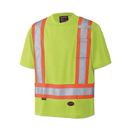 6990U/6991U Birdseye Hi-Viz Safety T-Shirt, Short Sleeves, Large, Yellow/Green 852-V1051160U-L