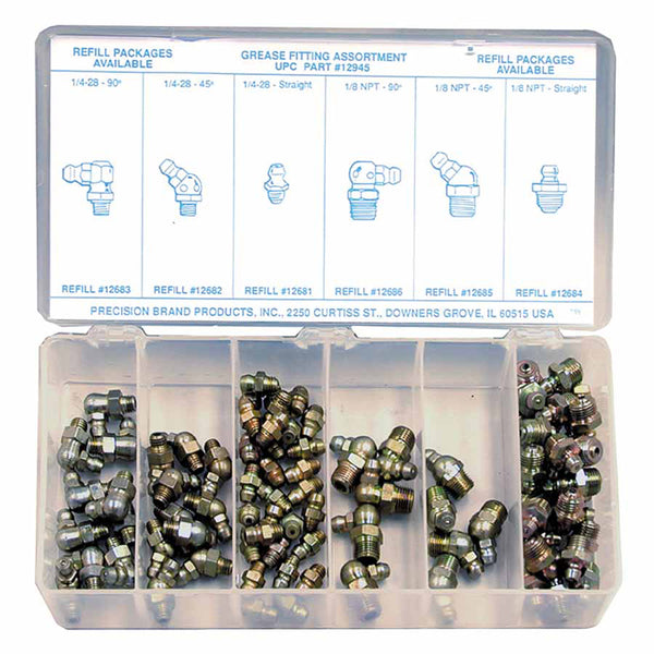 Precision Brand Grease Fitting Assortment, 95 per set 605-12945