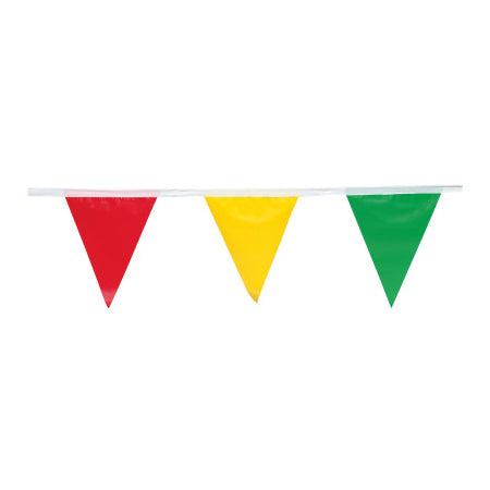 Pennant Flag, 9 in x 12 in, 100 ft Long, Polyethylene, Multi-Color 764-SPF912100M