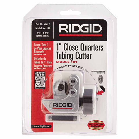 Close Quarters Tubing Cutter, Model 101, 1/4 in to 1-1/8 in Cutting Capacity, Includes Spare Cutter Wheel 632-40617