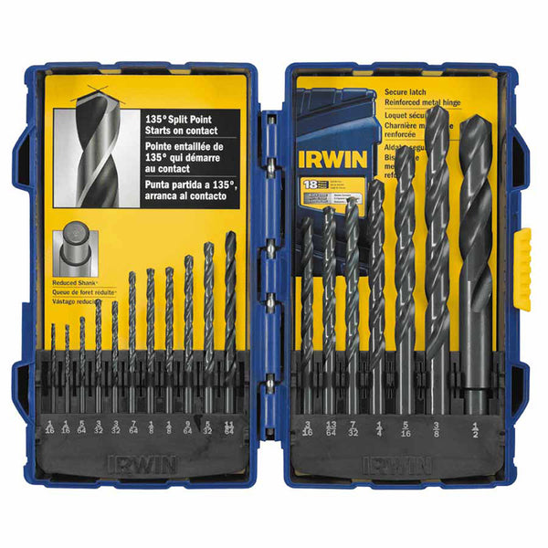 18-pc Black Oxide Sets, 1/16 in - 1/2 in Cut Dia. 585-314018