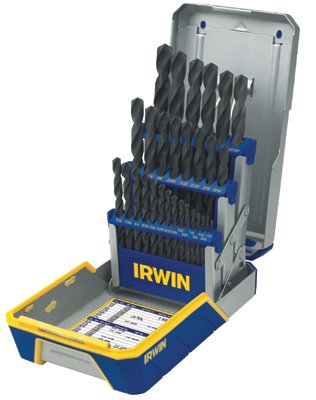 29-pc Black Oxide Metal Index Drill Bit Set, 1/16 in to 1/2 in Cut dia 585-3018004