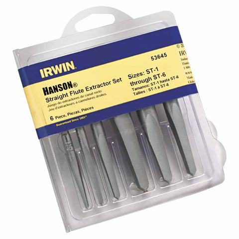 Hanson Straight Flute Screw Extractors - 536/526 Series - Set, ST-1 to ST-6 585-53645