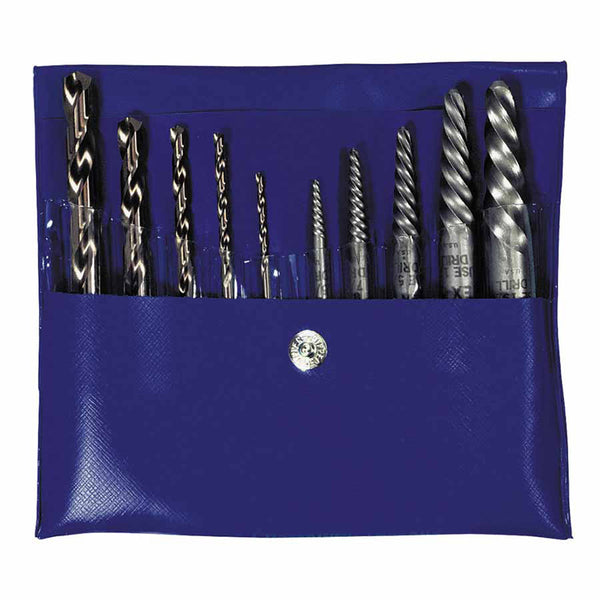 Hanson 10-pc Spiral Extractor and Drill Bit Combo Pack, EX-1 to EX-5 Extractors, 5/64 in to 19/64 in Drill Bits 585-11117