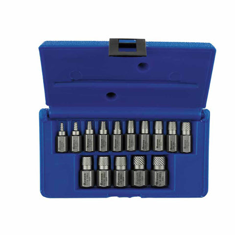 Hex Head Multi-Spline Screw Extractors - 532 Series - Plastic Case Set, 15 Pc, 1/8 in to 9/16 in 585-53228