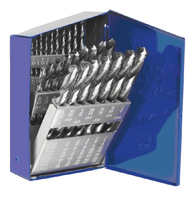 High Speed Steel Drill Bit Set, 1/16 in to 1/2 in Cut dia, Metal Case, 29/Set 585-60138