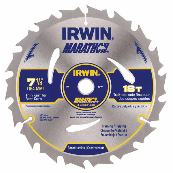 Portable Corded Circular Saw Blades, 7 1/4 in, 18 Teeth, Bulk 585-24028