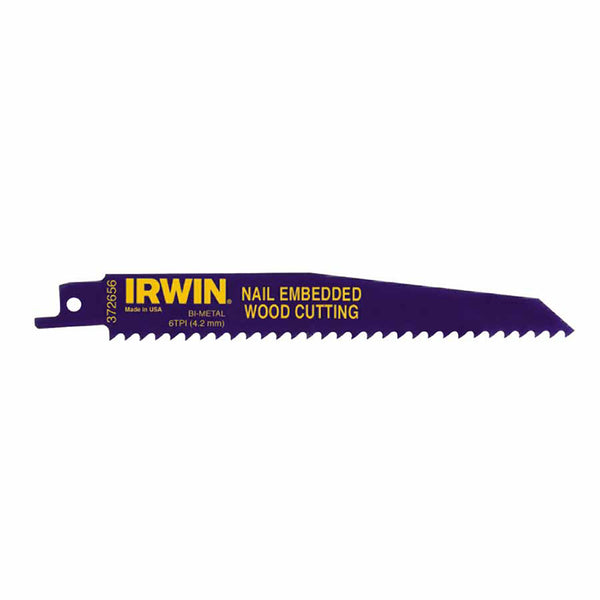 Nail Embedded Wood Cutting Reciprocating Blades, 6 in, 6 TPI, 25/PK 585-372656B