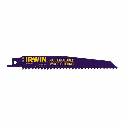 Nail Embedded Wood Cutting Reciprocating Blades, 6 in, 6 TPI, 25/PK 585-372656B