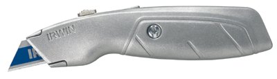 Standard Retractable Knife, 8-3/4 in, Trapezoid Bi-Metal Blade, Aluminum, Silver 586-2082101