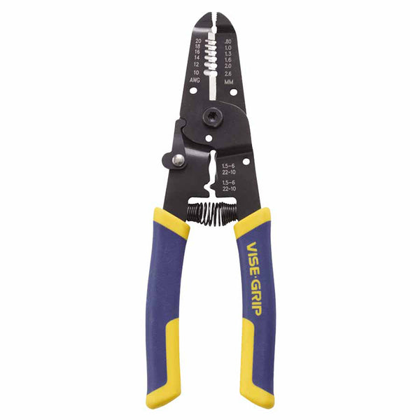 VISE-GRIP Wire Stripper/Crimper/Cutter, 7 in L, 10 AWG to 20 AWG, Blue/Yellow Handle 586-2078317