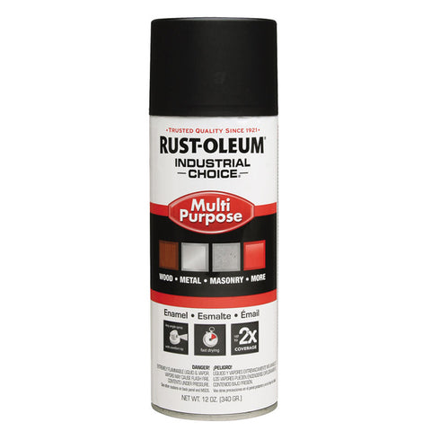 Industrial Choice 1600 System Enamel Aerosols, 12 oz, Semi-Flat Black 647-1678830