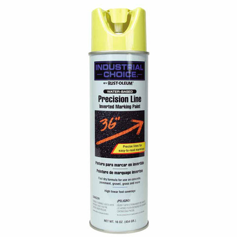 Industrial Choice M1600/M1800 System Precision-Line Inverted Marking Paint, 17 oz, Hi Visibility Yellow, M1800 Water-Based 647-203034