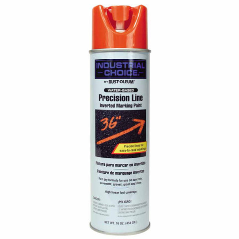 Industrial Choice M1600/M1800 System Precision-Line Inverted Marking Paint, 17 oz, APWA Alert Orange, M1800 Water-Based 647-203035