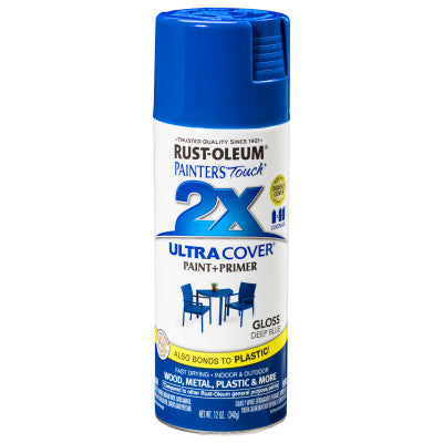 Painter's Touch 2X Ultra Cover Gloss Spray Paint + Primer, 12 oz, Aerosol Can, Gloss Deep Blue 647-249114