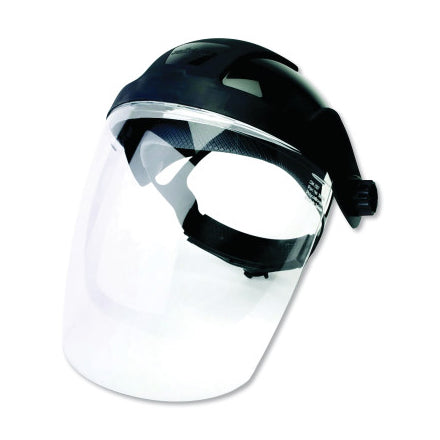 DP4 Series Multi-Purpose Faceshield, Window & Ratcheting Headgear, Clear, Black Crown,9 in H x 12.125 in L 851-S32010