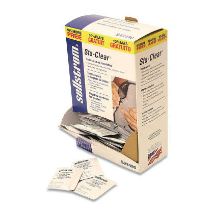 Sta-Clear Pre-Moistened Lens Cleaning Tissue Packet, 8 in L x 5 in W, 110 Packets Per Box 851-S23490