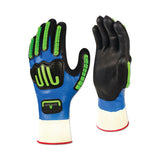 377-IP Impact Protection Nitrile/Nitrile Foam Coated Gloves, 8/Large, Black/Blue/Fluorescent Green/White 845-377IPL-08