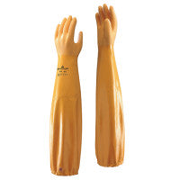 772 Nitrile Gloves, 26 in Cuff, Cotton Lining, Large/9, Yellow, 12 mil 845-772L-09