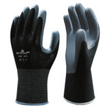 370B General Purpose Nitrile Coated Fingers/Palm Gloves, Large, Black/Gray 845-370BL-08