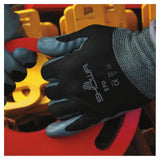 370B General Purpose Nitrile Coated Fingers/Palm Gloves, Medium, Black/Gray 845-370BM-07