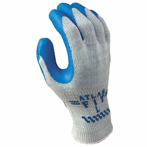 ATLAS 300 General Purpose Latex Coated Fingers/Palm Gloves, Large, Blue/Gray 845-300L-09