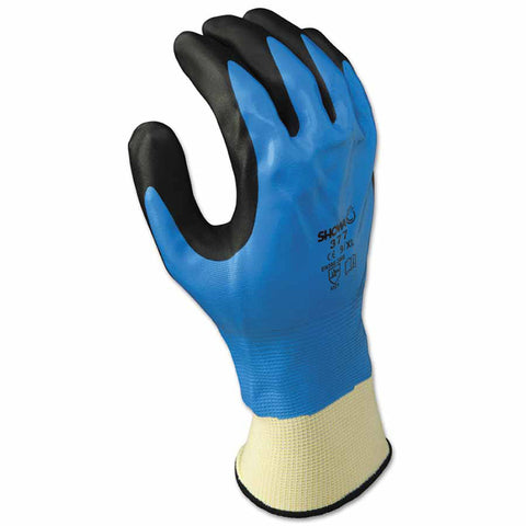 377 Liquid Resistant Nitrile/Nitrile Foam Coated Gloves, X-Large, Black/Blue/White 845-377XL-09